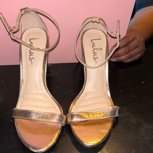 Lulu's Gold Strappy Heels